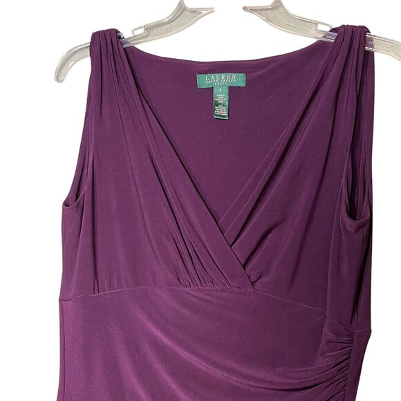 Lauren Ralph Lauren Dress Womens 6 Ruched Sleeveless V Neck Cocktail Party - Picture 7 of 10